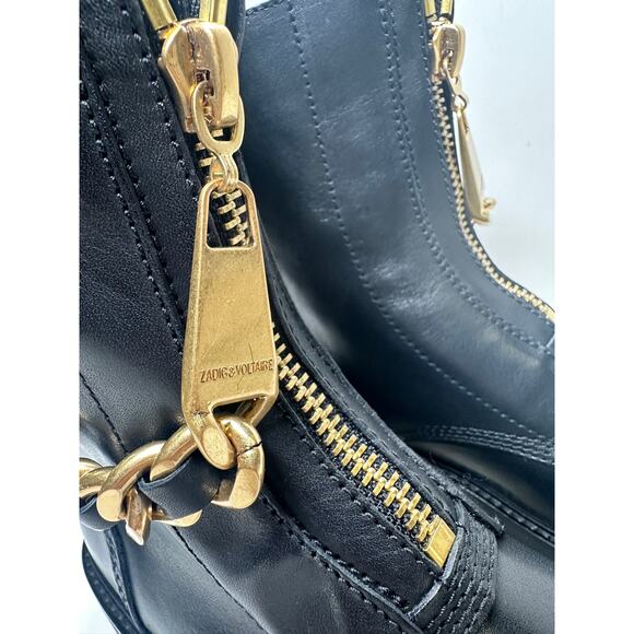 New Zadig & Voltaire Joe Cecilia Smooth Cowskin Chelsea Boots Sz EU38/US7.5 - Picture 6 of 8